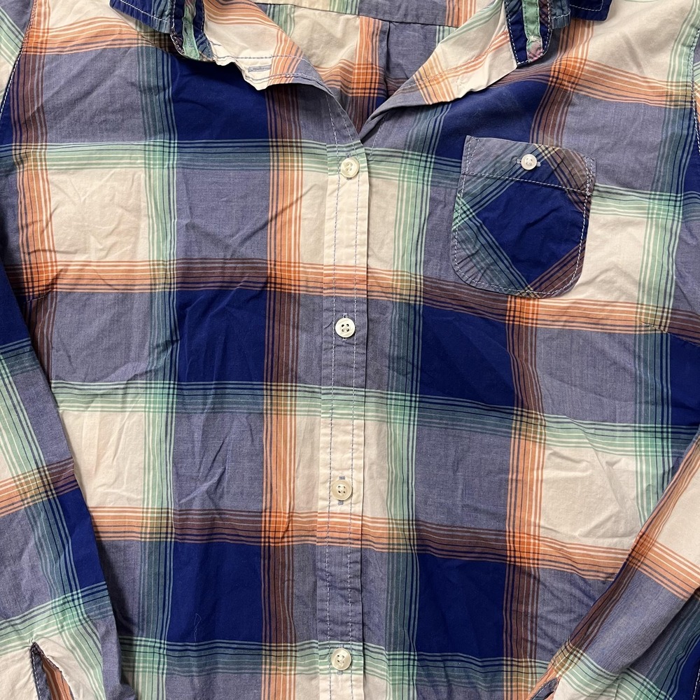 Y2K American Eagle Shirt Womens XL Multicolor Plaid Long Sleeve Button‎ Up - Picture 2 of 8